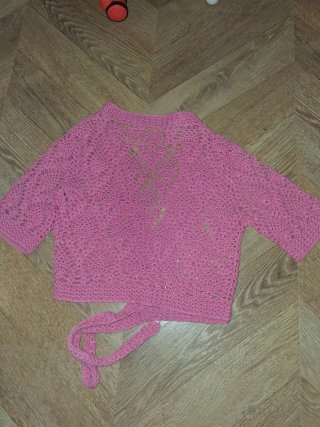 Chaqueta crochet rosa talla M