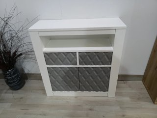 Mueble recibidor blanco y gris