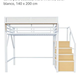 Cama alta con escalera de seguridad