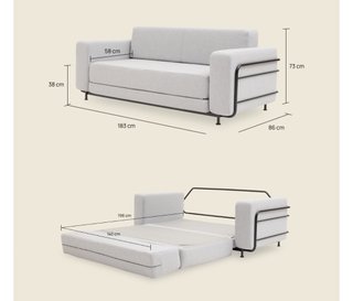 Sofá Cama Doble Softline Beige/Teal