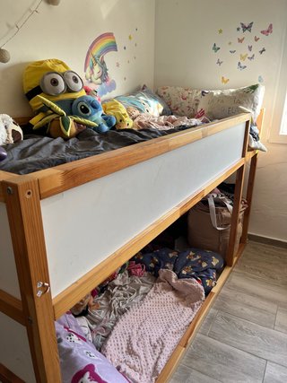 Cama litera IKEA madera y blanco