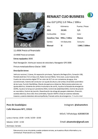 ❗ SOLO ESTE MES ❗ Renault Clio Business GLP 2021