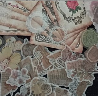 Kit Adesivos Scrapbooking Papéis Vintage