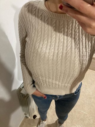 Jersey de lana trenzado Pull&Bear beige