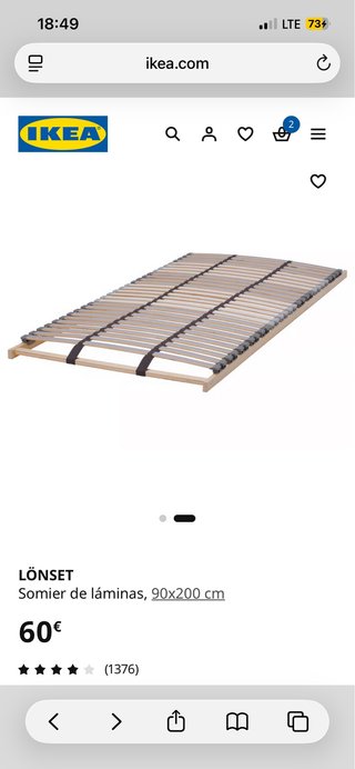 Somier LÖNSET IKEA 90x200 cm