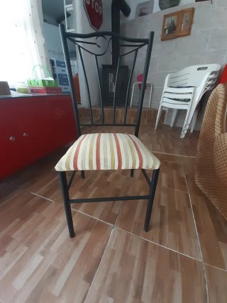 Mesa libro comedor madera y 4 sillas forja