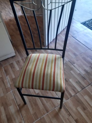 Mesa libro comedor madera y 4 sillas forja
