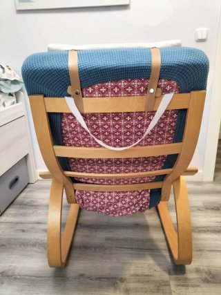 Mecedora Ikea Tela Madera. Con cojine acolchado