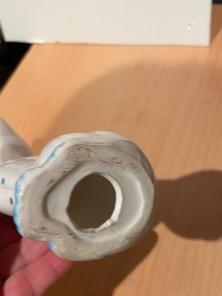 Gatto ceramica vintage pois fiocco