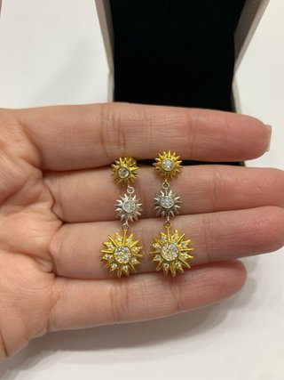 Pendientes Sol dorad y Plata pandora con caja