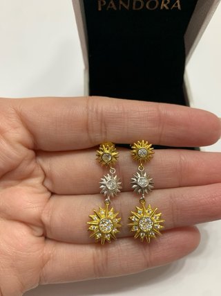 Pendientes Sol dorad y Plata pandora con caja