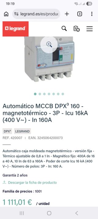 Cuadro Interruptores Automáticos Legrand DPX3 16
