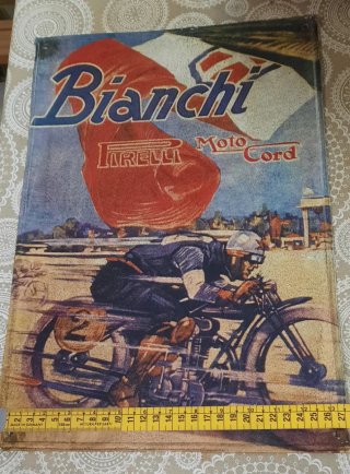 Placa Metálica Decoración Bianchi Moto
