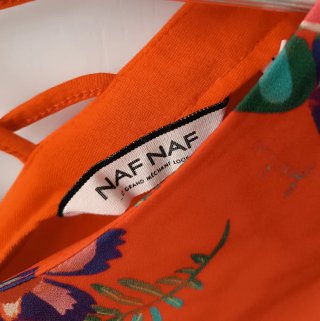 Camiseta Naf Naf Naranja Estampado Tropical