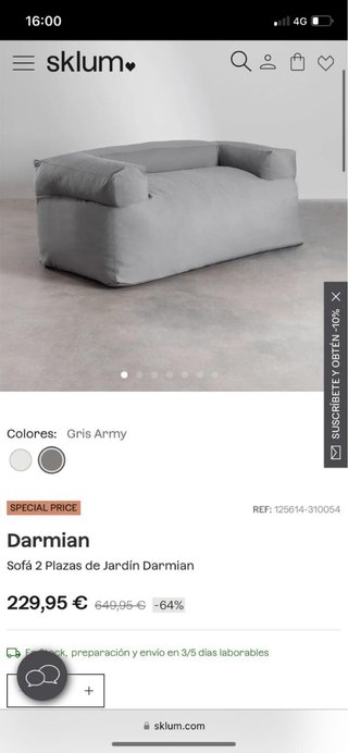 Sofá Puf Sklum Gris Poliéster
