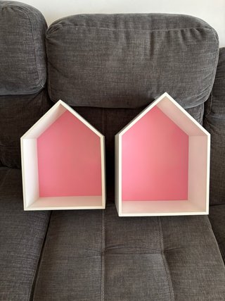 Estanterías Casa Madera Rosa y Blanca