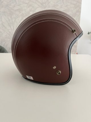 Casco Moto Cuero Marrón Retro Nuevo