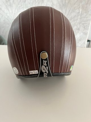 Casco Moto Cuero Marrón Retro Nuevo