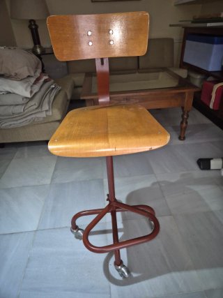Taburete Dibujante Regulable Ruedines Madera Metal