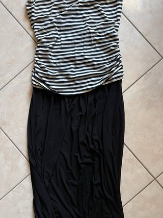 Vestito lungo a fascia righe bianche e nero 46