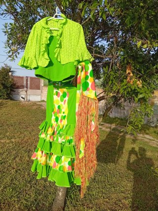 Traje de Flamenca Verde Talla Única