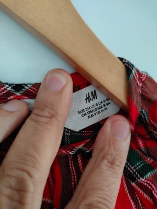 Vestido xadrez criança 8-9 anos