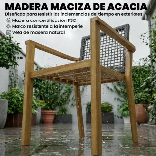 Juego 2 Sillas Jardín Exterior Madera