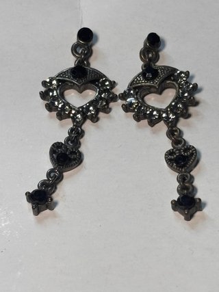 Pendientes Corazón Gótico Negro Vintage