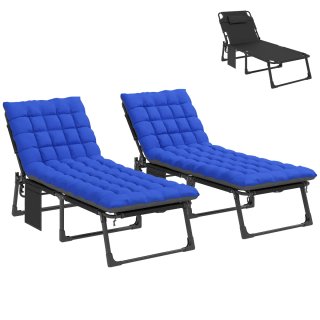 Set 2 Tumbonas Plegables con Reposacabezas