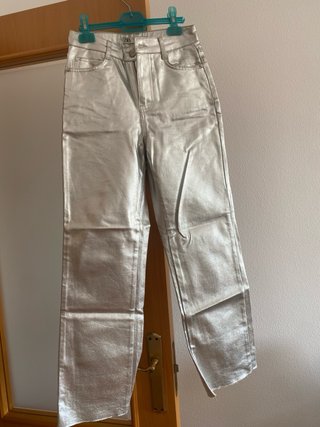 Pantalones Zara plateados