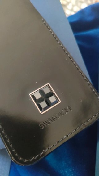 Porta telefono/carte Swarovski vera pelle