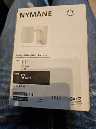 Lámpara aplique pared IKEA NYMÅNE blanca