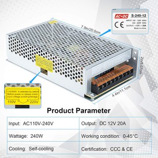Fuente de Alimentación 12V 20A (240W) - Compacta