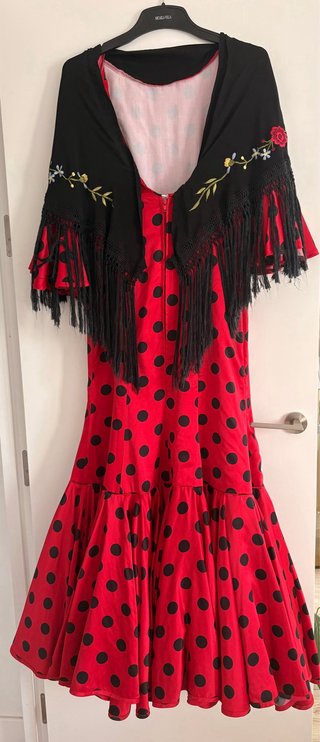 Traje Flamenca Micaela Villa Rojo Lunares