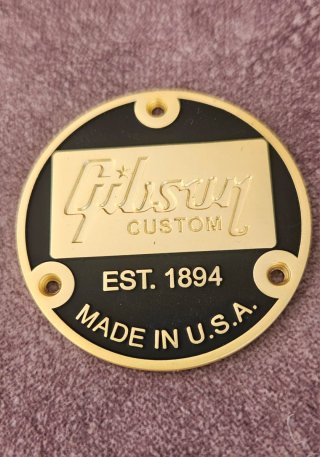Gibson Custom Shop Placa Metálica Dorado/Negro.