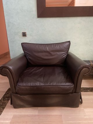 2 Sillones de Cuero Marrón Oscuro