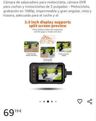 Cámara Moto 1080P Delantera y Trasera WiFi