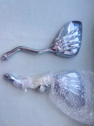 Retrovisor moto mano esqueleto cromado