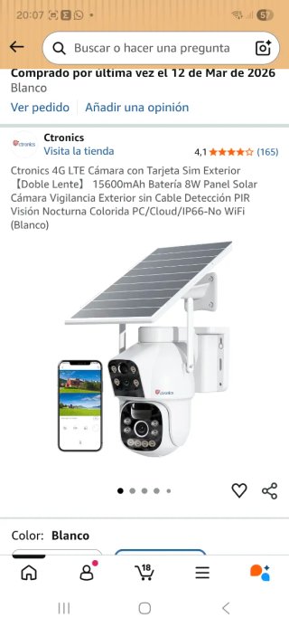 Ctronics Cámara Vigilancia Solar DOBLE LENTE.