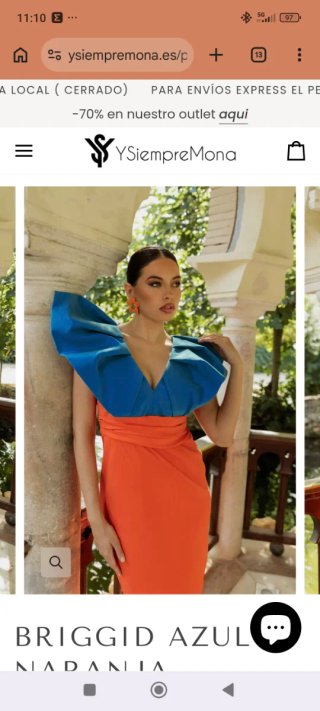 Vestido ceremonia azul y naranja T.36