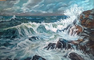 Cuadro al óleo marina 60*40 cm enmarcado original