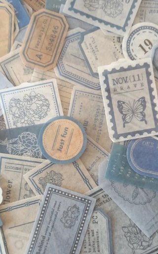 90 Autocolantes Vintage Caixa