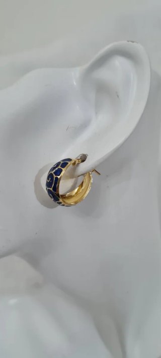 Orecchini argento 925 dorato smalto blu