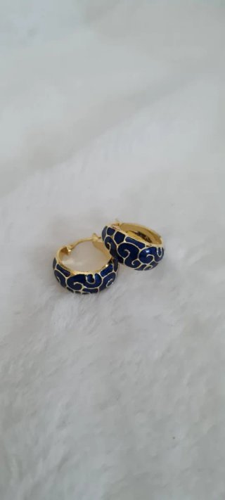 Orecchini argento 925 dorato smalto blu