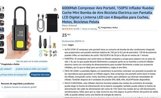 6000Mah Compresor Aire Portatil, 150PSI Inflador R
