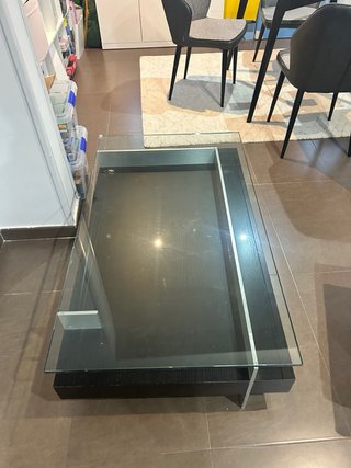 Mesa de centro moderna cristal y madera