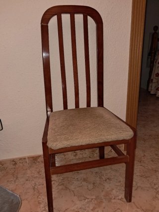 4 Sillas Madera Nogal Tapizadas