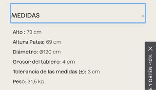 Mesa redonda comedor Sklum madera 120cm