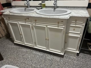 Mueble lavabo doble mármol y madera