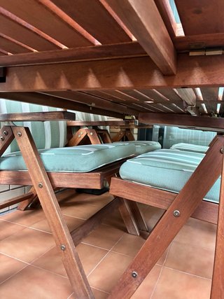 Mesa y 4 Sillas Terraza Madera